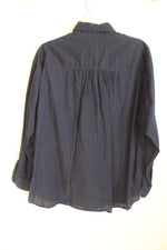 J. Crew Navy Blue Cotton Texture Striped LS Button-down Shirt | L