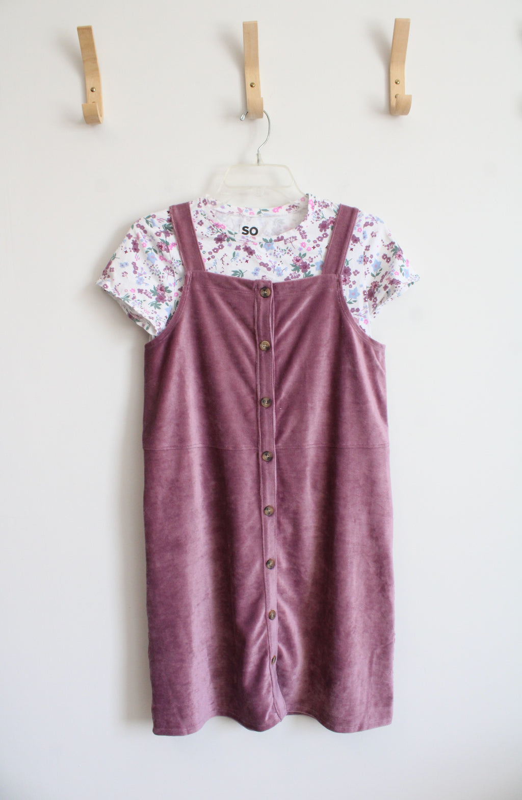 SO Purple Green & Blue Floral Shirt & Corduroy Jumper | 16 Plus
