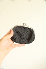 Coach Vintage Black Jacquard Coin Purse with Kiss-Lock Closure