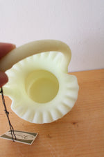Fenton Custard Yellow Log Cabin Ruffled Edge Glass Basket