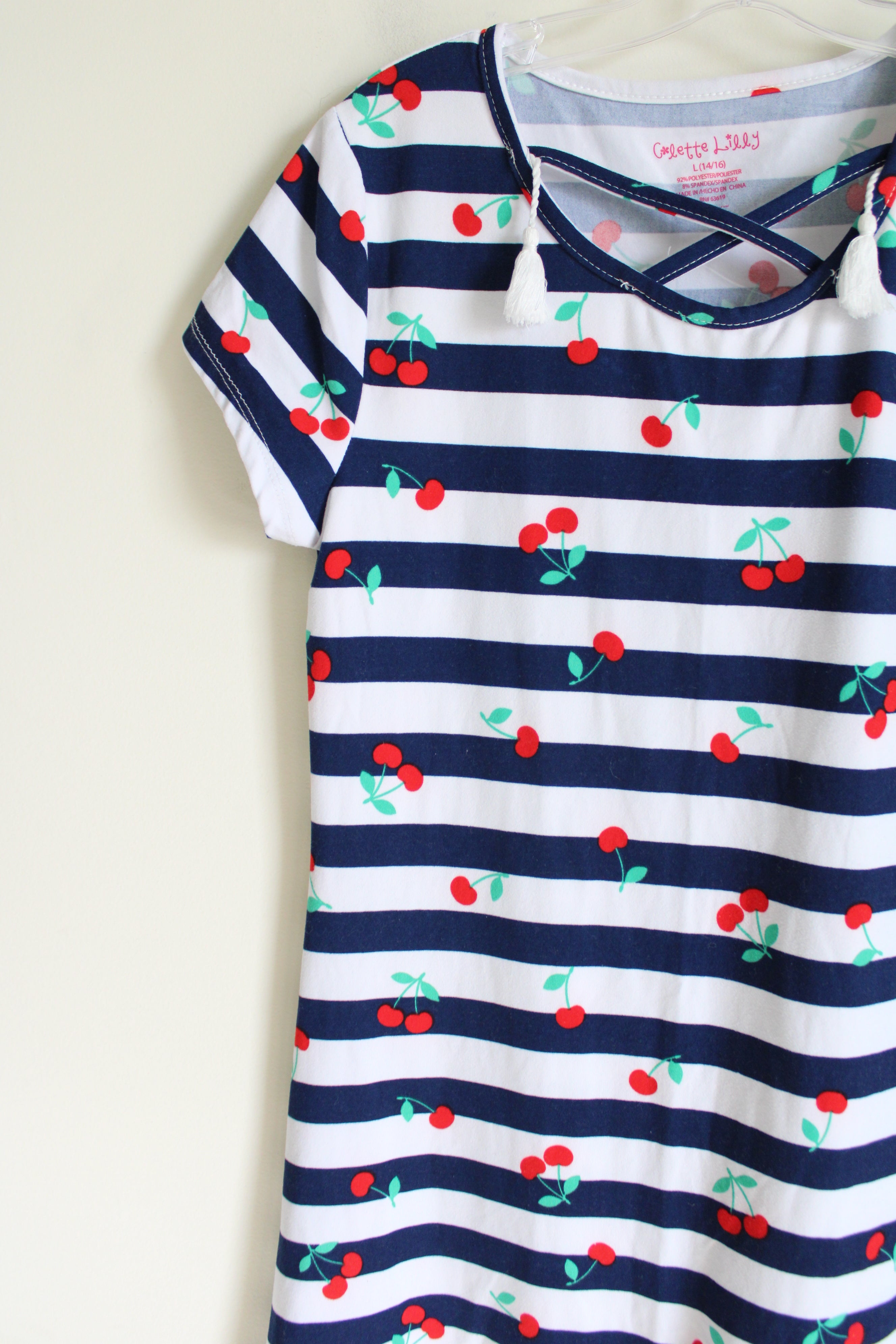 Colette Lilly Blue & White Striped Cherry Dress | 14/16