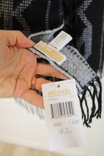 NEW Michael Kors Black & White Monogrammed Scarf | OS