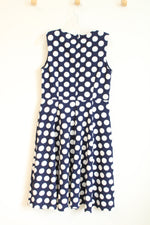 T Tahari Knee Length Navy & White Polka Dot Dress | 10