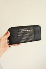 Michael Kors Black Leather Micro-stud Continental Wallet
