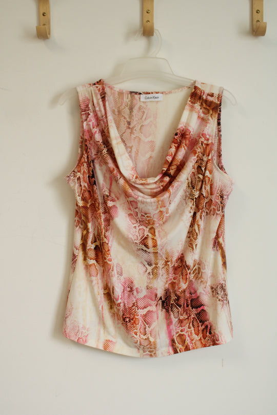 Calvin Klein Pink Snake Skin Blouse | M