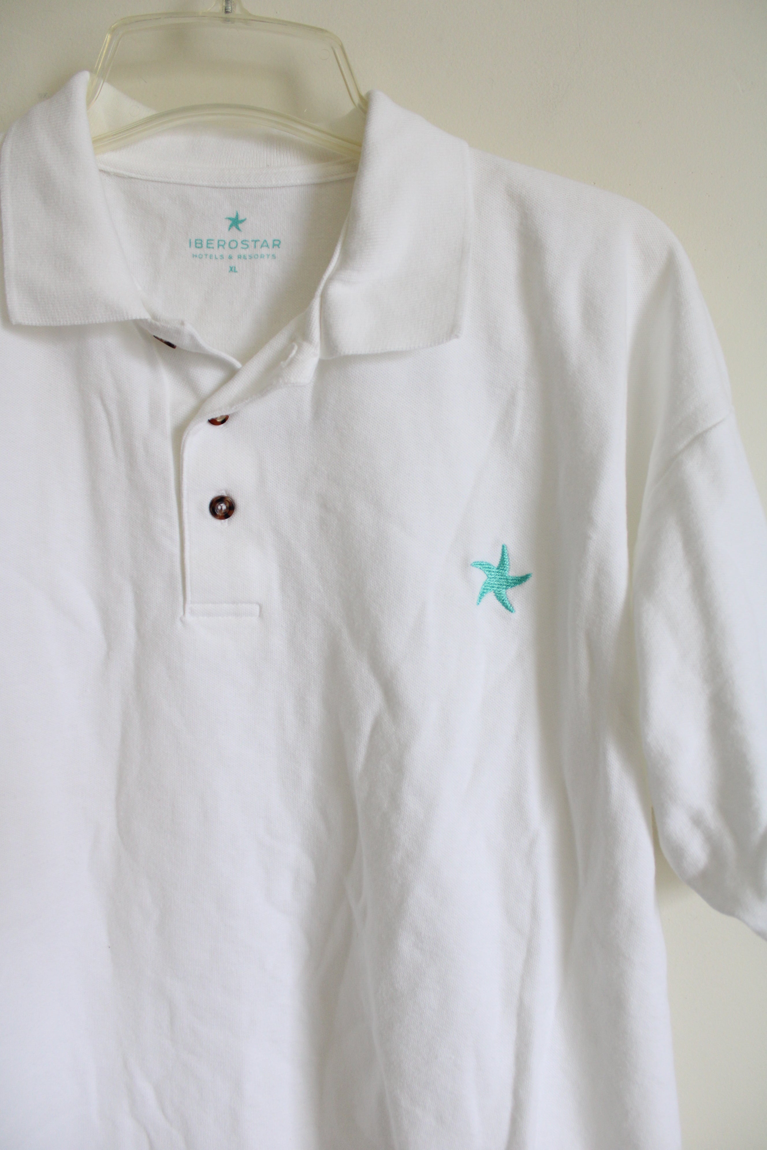 Iberostar White Blue Starfish Embroidered Polo Shirt
