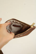 Michael Kors Light Brown Logo Print Pouchette with Gold Hardware