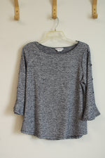 Liz Claiborne Navy Stripes Bell Sleeve Blouse | M