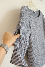 Liz Claiborne Navy Stripes Bell Sleeve Blouse | M