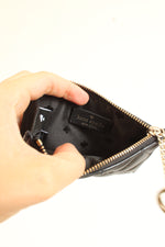 Kate Spade Black Quilted Leather Carey Card Holder with Keychain Ring