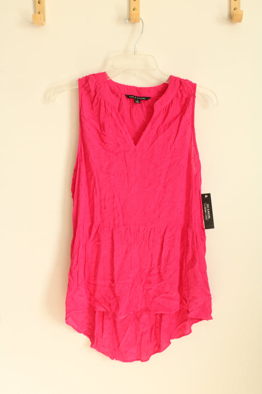 NEW Zac and Rachel Pink V-neck Textured Flare Sleeveless Top | S