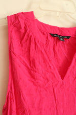 NEW Zac and Rachel Pink V-neck Textured Flare Sleeveless Top | S