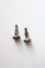 Sterling Silver Round Grid Cuff Links