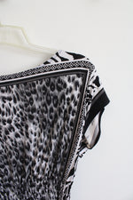 Heart Soul Black & White Leopard Print Cinched Waist Top | S