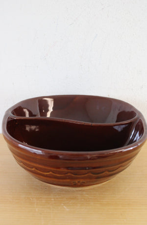 Mar-Crest Stoneware Brown Divided Serving Bowl
