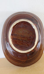 Mar-Crest Stoneware Brown Divided Serving Bowl