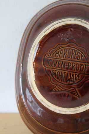 Mar-Crest Stoneware Brown Divided Serving Bowl