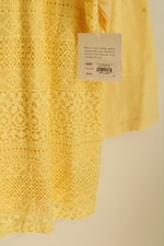 NEW Croft & Barrow Yellow 3/4 Sleeve Top with Lace Front  | XL