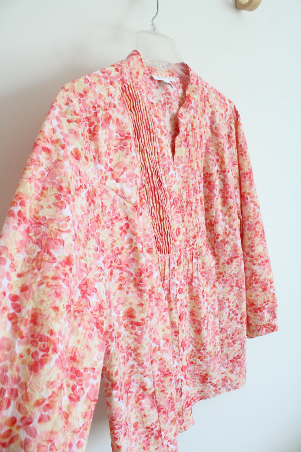 JM Collection Pink & Yellow Button Down Top | 16