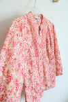 JM Collection Pink & Yellow Button Down Top | 16
