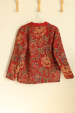 Susan Graver Burnt Orange Floral Tweed Button-up Jacket | M