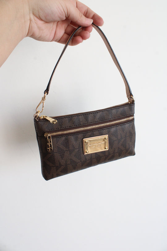 Michael Kors Jet Set Signature Brown Logo Mini Purse