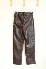 NEW Hue Brown Faux Leather Straight Leg Pant | S