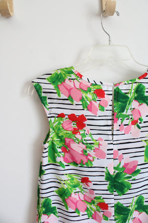 Merona Black & White Striped Pink Floral Tank | XS