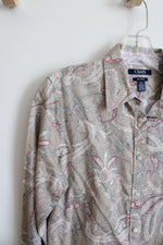 Chaps Tan & Purple Paisley Button Down Shirt | M