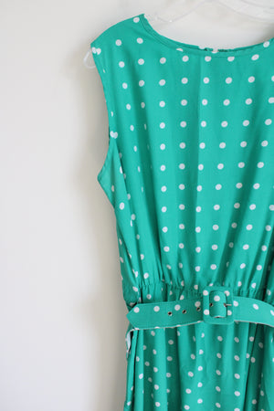 Vintage Blair Blue Polka Dot Belted Dress | L