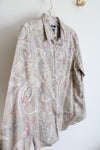 Chaps Tan & Purple Paisley Button Down Shirt | M