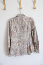 Chaps Tan & Purple Paisley Button Down Shirt | M