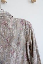 Chaps Tan & Purple Paisley Button Down Shirt | M