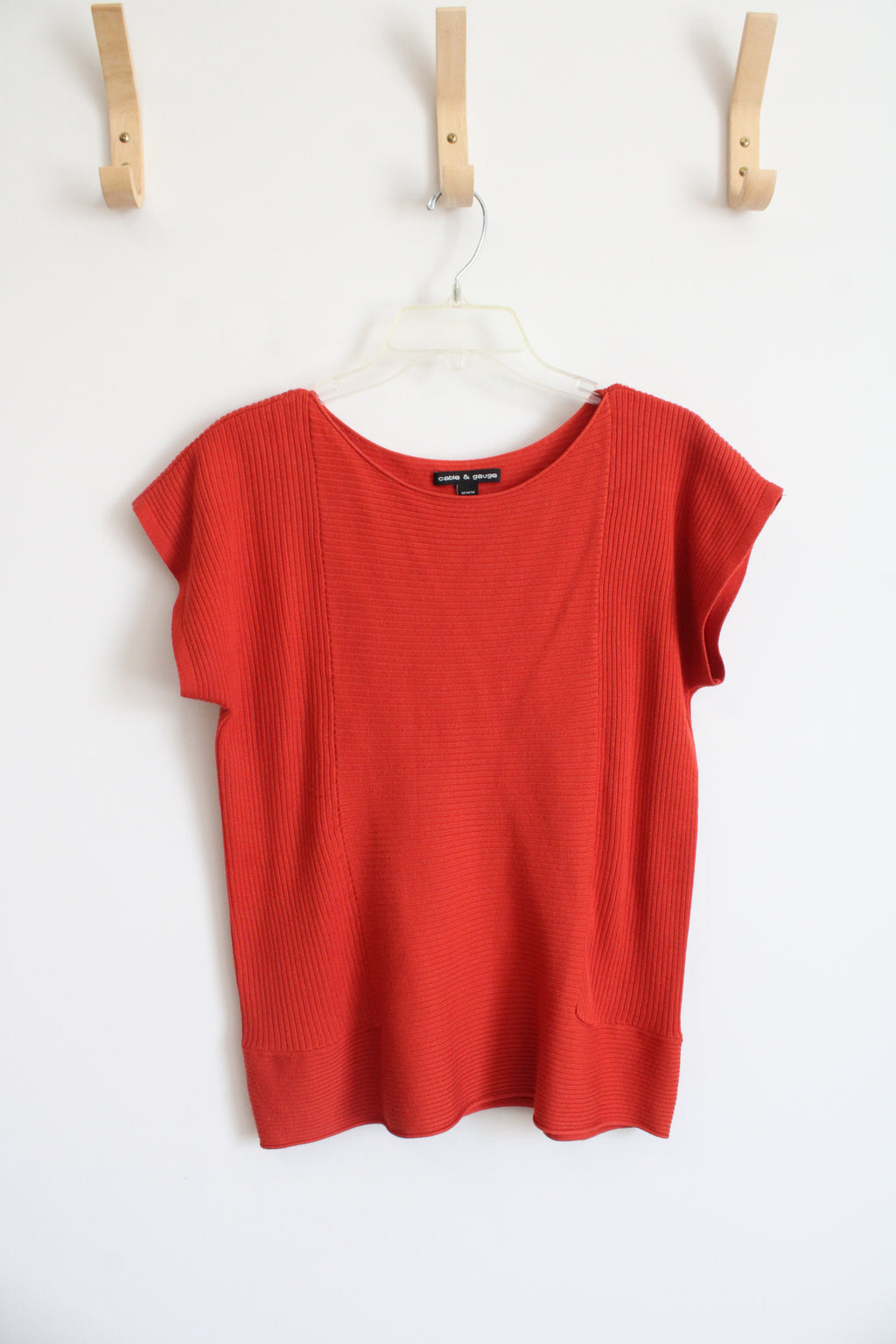 Cable & Gauge Orange Ribbed Knit Top | M