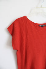Cable & Gauge Orange Ribbed Knit Top | M