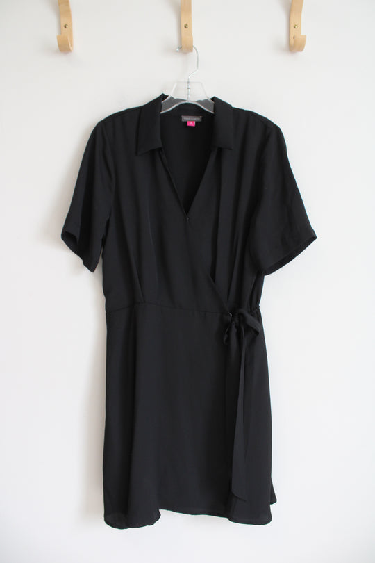 Vince Camuto Black Front Tie Wrap Dress | M