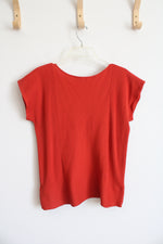 Cable & Gauge Orange Ribbed Knit Top | M