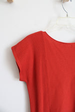 Cable & Gauge Orange Ribbed Knit Top | M