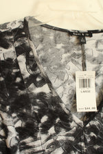 NEW Sammy and Joe Black and White Printed Flare Bottom SS Top | L