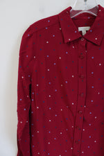 Talbots Magenta Pink Polka Dotted Blouse | Petite