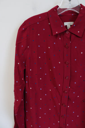 Talbots Magenta Pink Polka Dotted Blouse | Petite