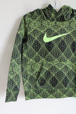 Nike Dri-Fit Black & Green Patterned Hoodie | 4T