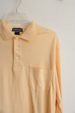 Lands' End Butter Yellow Regular Collared Henley Shirt | L