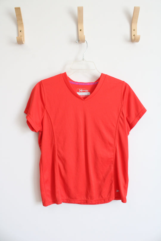 Xersion Quick-Dry Orange Athletic V-Neck Shirt | M Petite