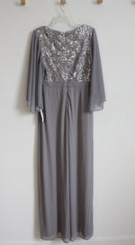 NEW R&M Richards Gray Sequined Maxi Dress | 10