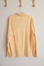 Lands' End Butter Yellow Regular Collared Henley Shirt | L