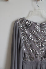 NEW R&M Richards Gray Sequined Maxi Dress | 10