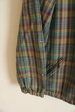 Eddie Bauer Purple Teal Green Plaid Pullover Cotton Hoodie | M