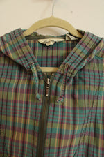 Eddie Bauer Purple Teal Green Plaid Pullover Cotton Hoodie | M