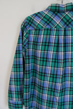 Talbots Blue Green Plaid Button Down Shirt | S Petite